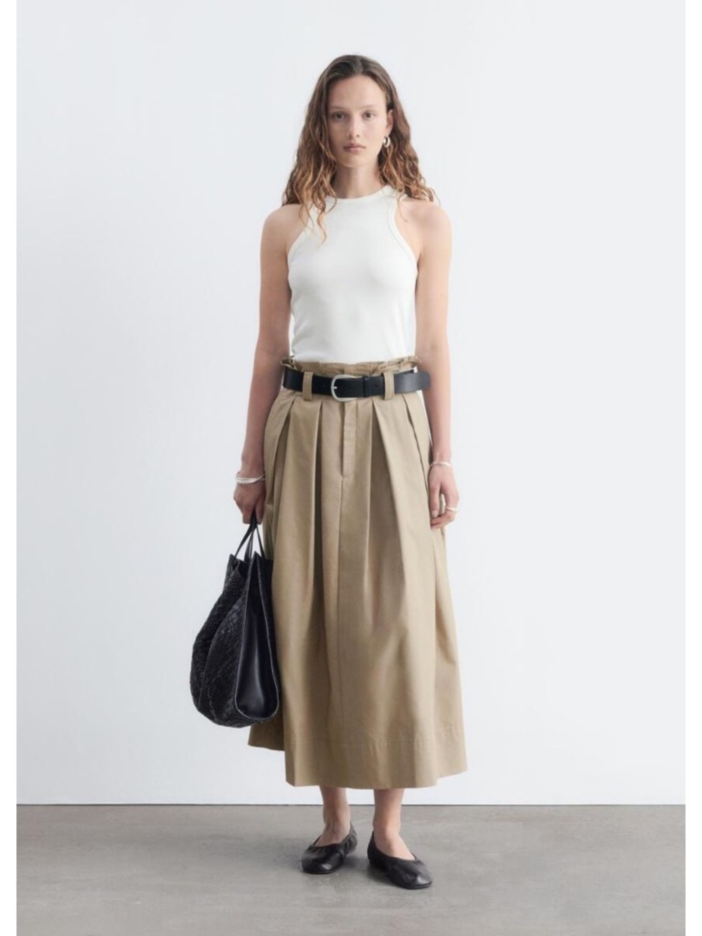 Women's Khaki Pleated Midi Skirt & Other Stories NWT (still in stores)
